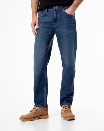 Jean regular fit tiro medio indigo oscuro