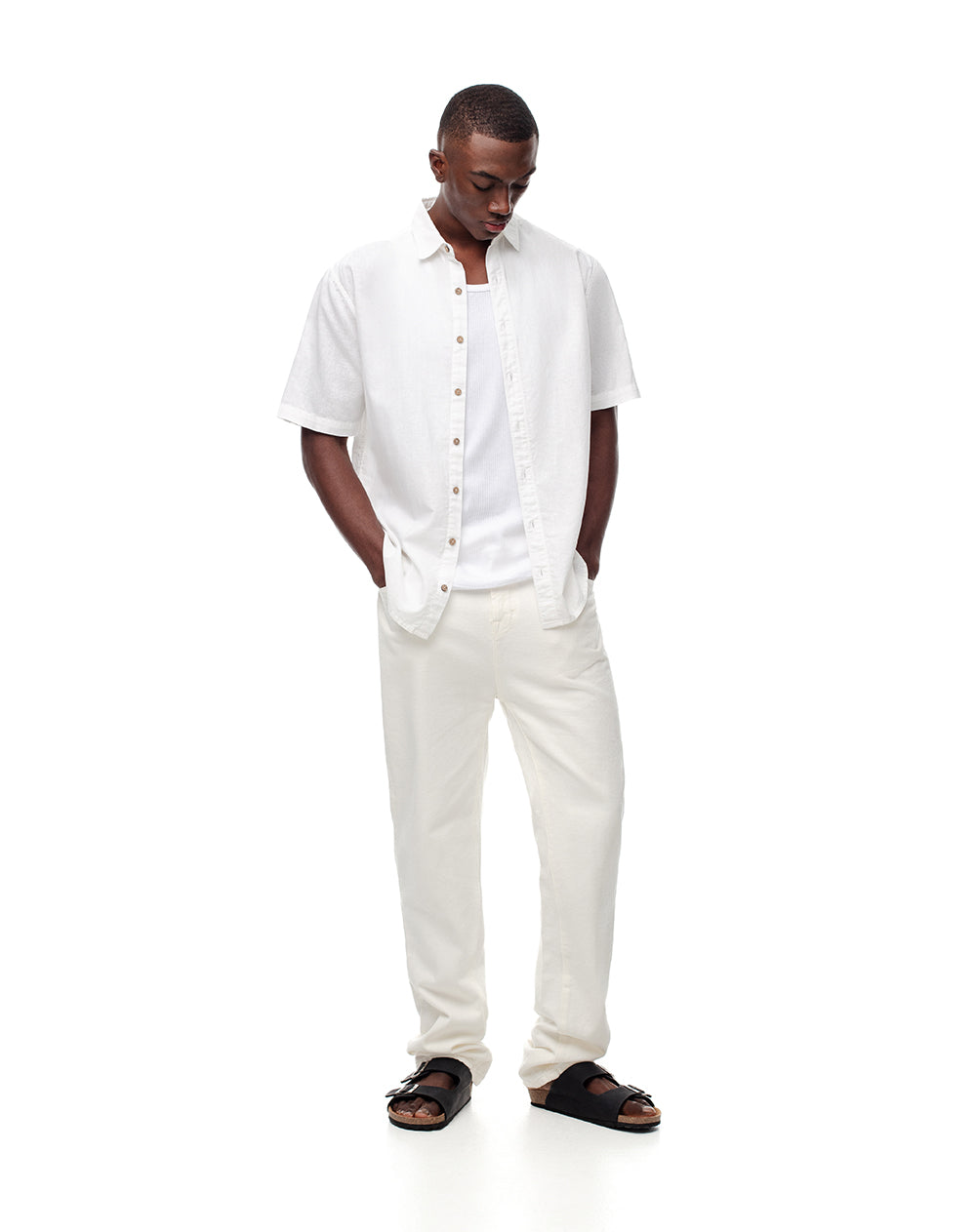 Camisa regular manga corta blanca