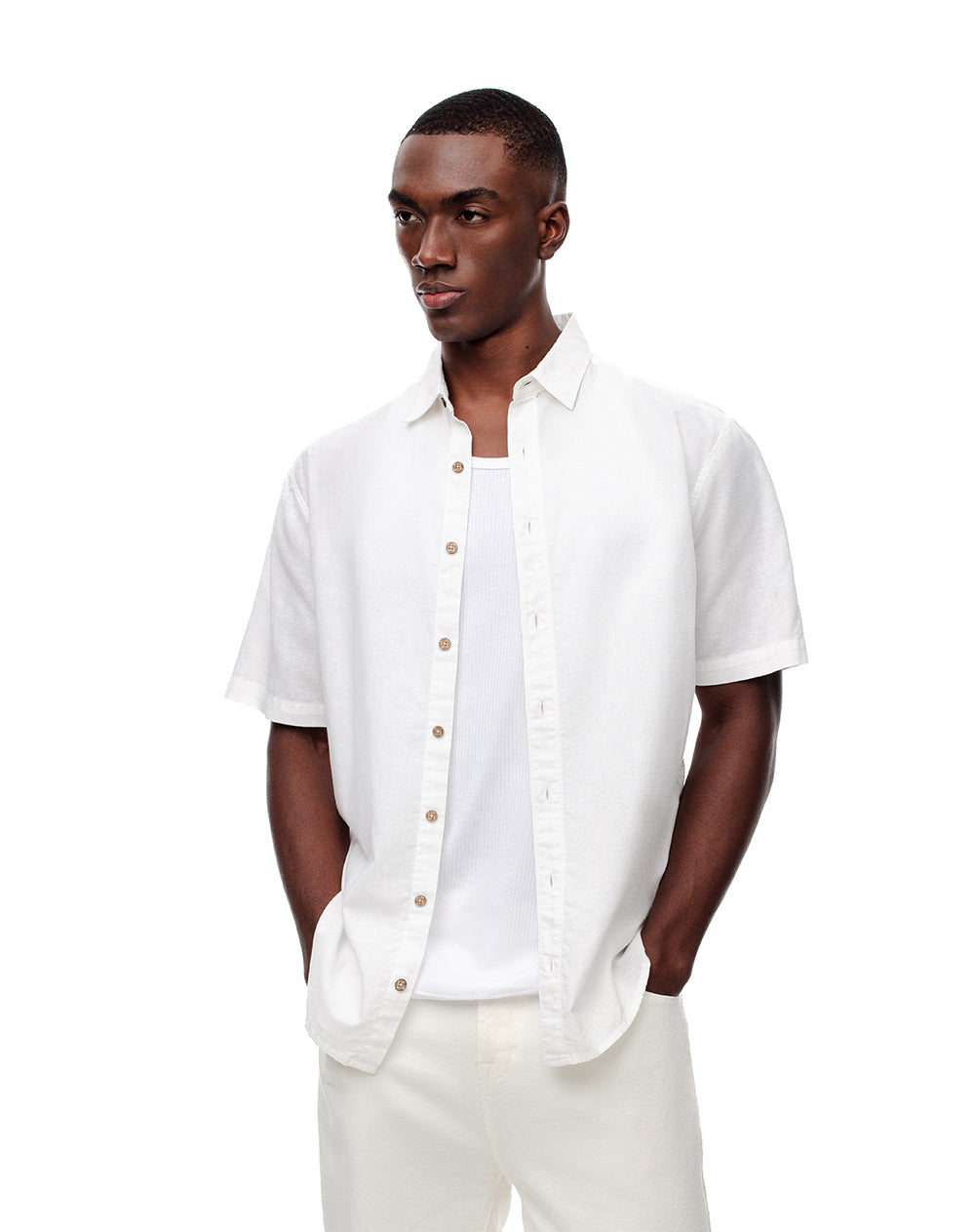 Camisa regular manga corta blanca