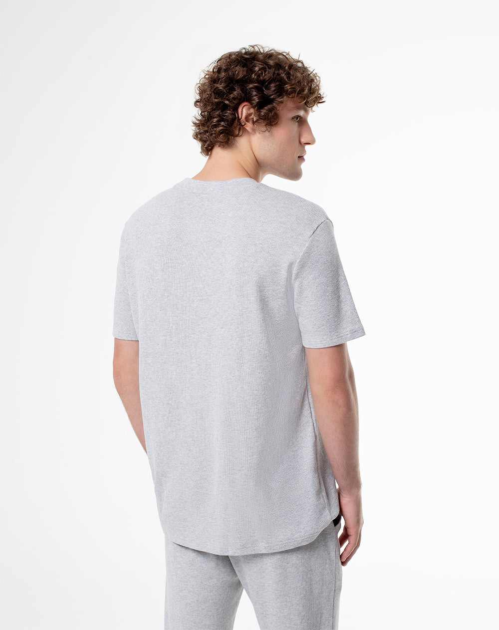 Camiseta oversized fit manga corta gris jaspeada