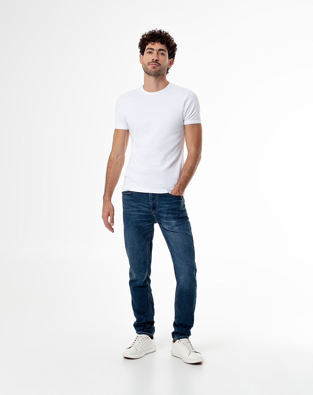 Jean skinny fit tiro medio indigo oscuro