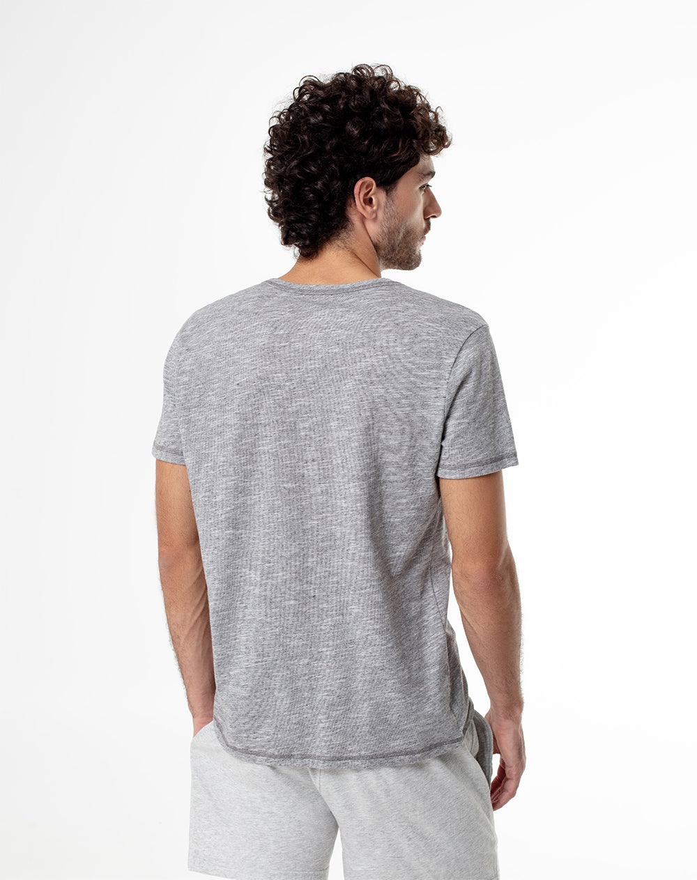 Camiseta slim fit manga corta gris jaspeada