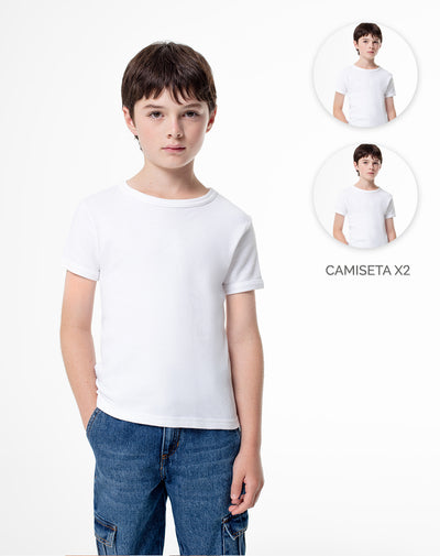 2 camisetas Hercules slim fit manga corta blanca