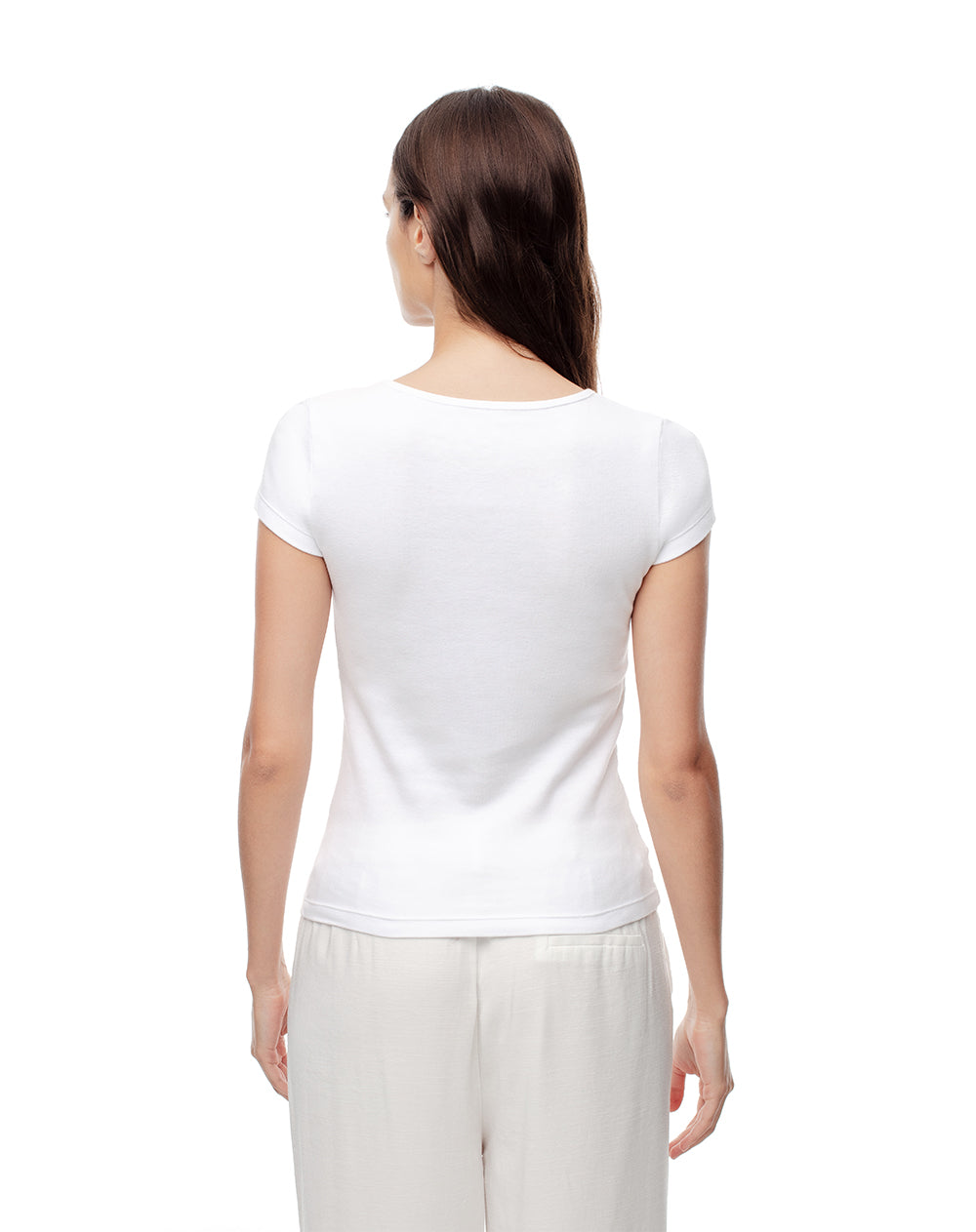 Camiseta slim fit manga corta blanca