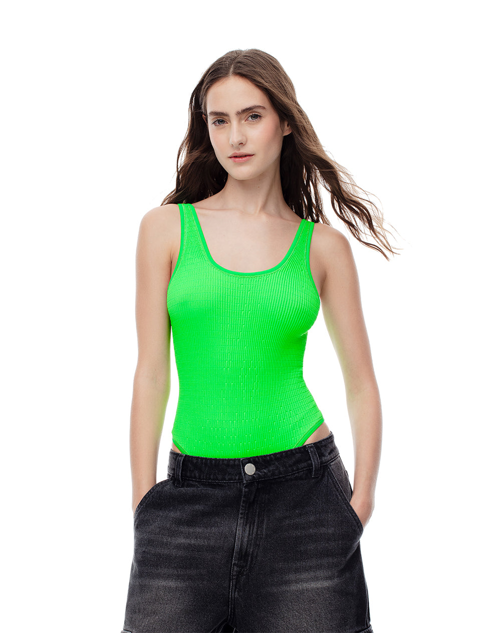 Body cuello redondo verde neon