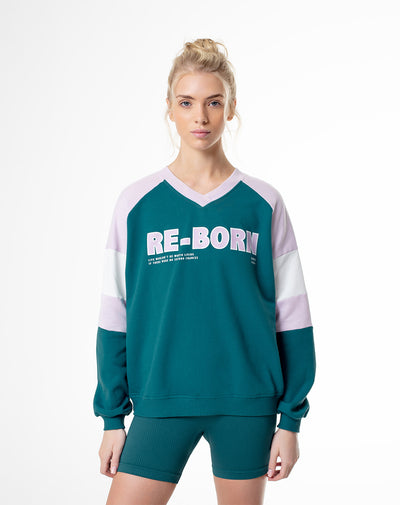 Buzo relaxed fit verde bloques