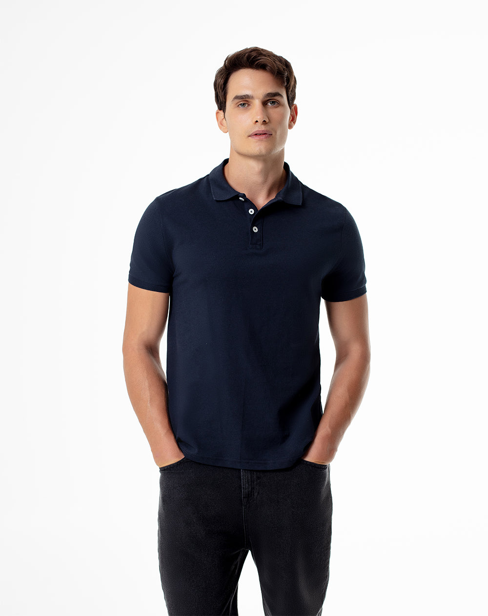 Polo slim fit azul