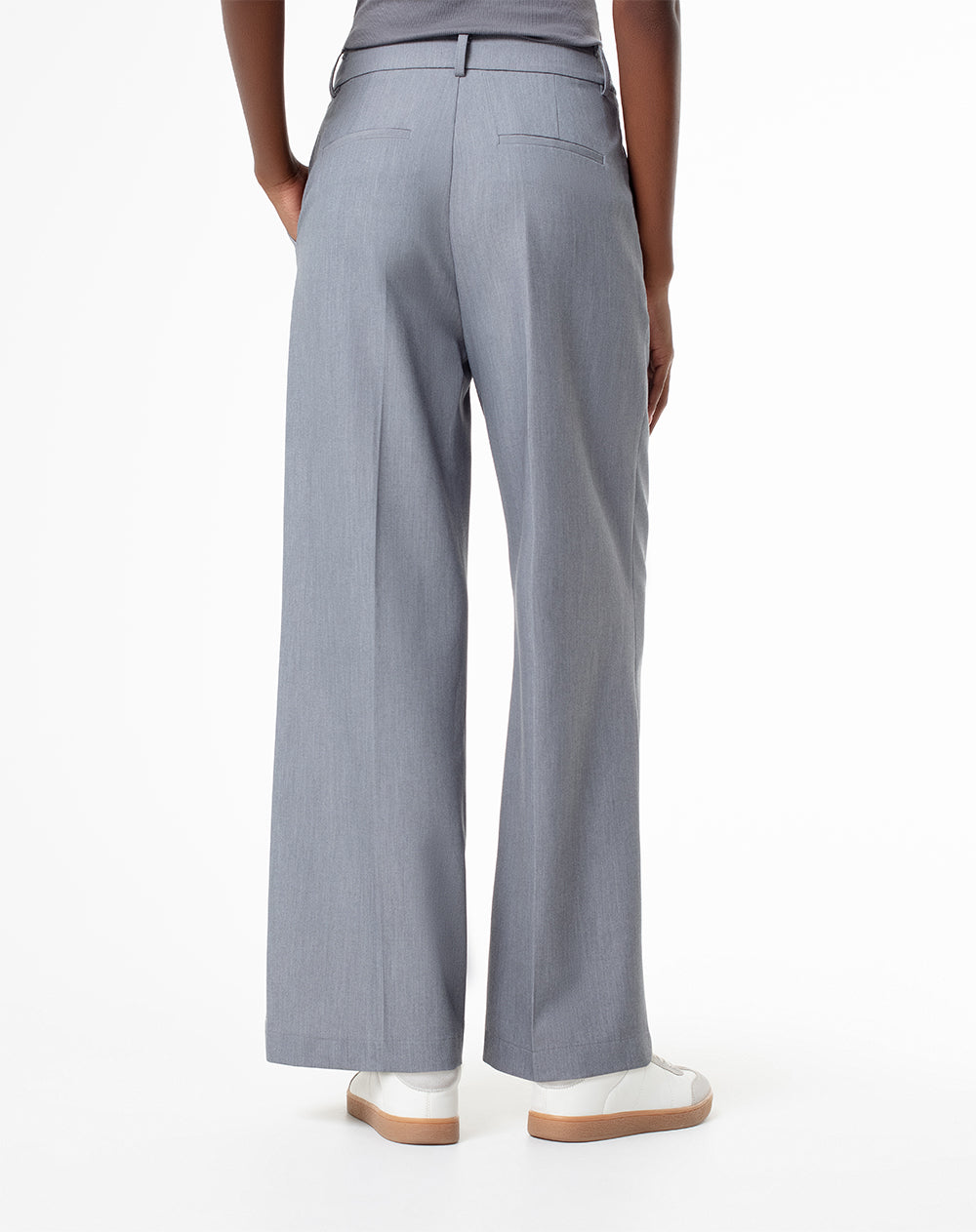 Pantalón regular fit tiro alto gris jaspe