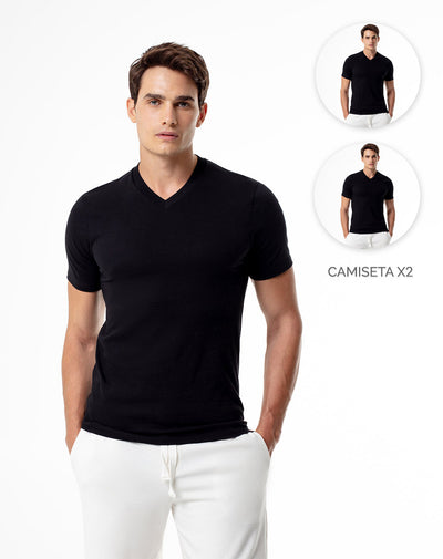 2 camisetas regular fit negra