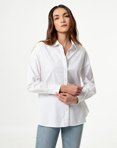 Camisa oversized fit manga larga blanca