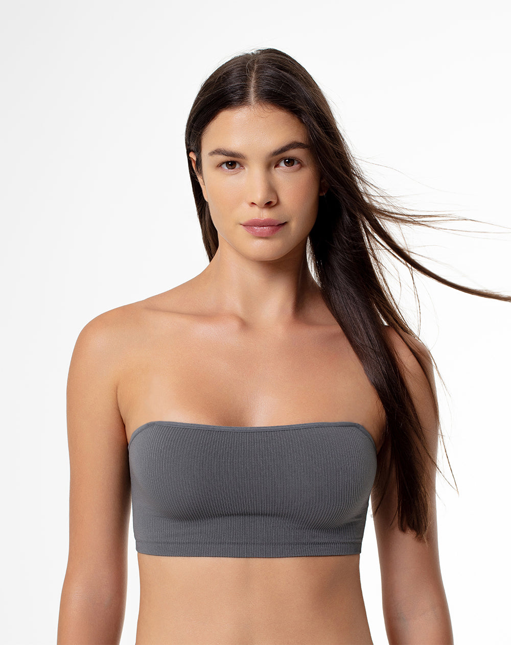 Top Lacez strapless soporte medio gris