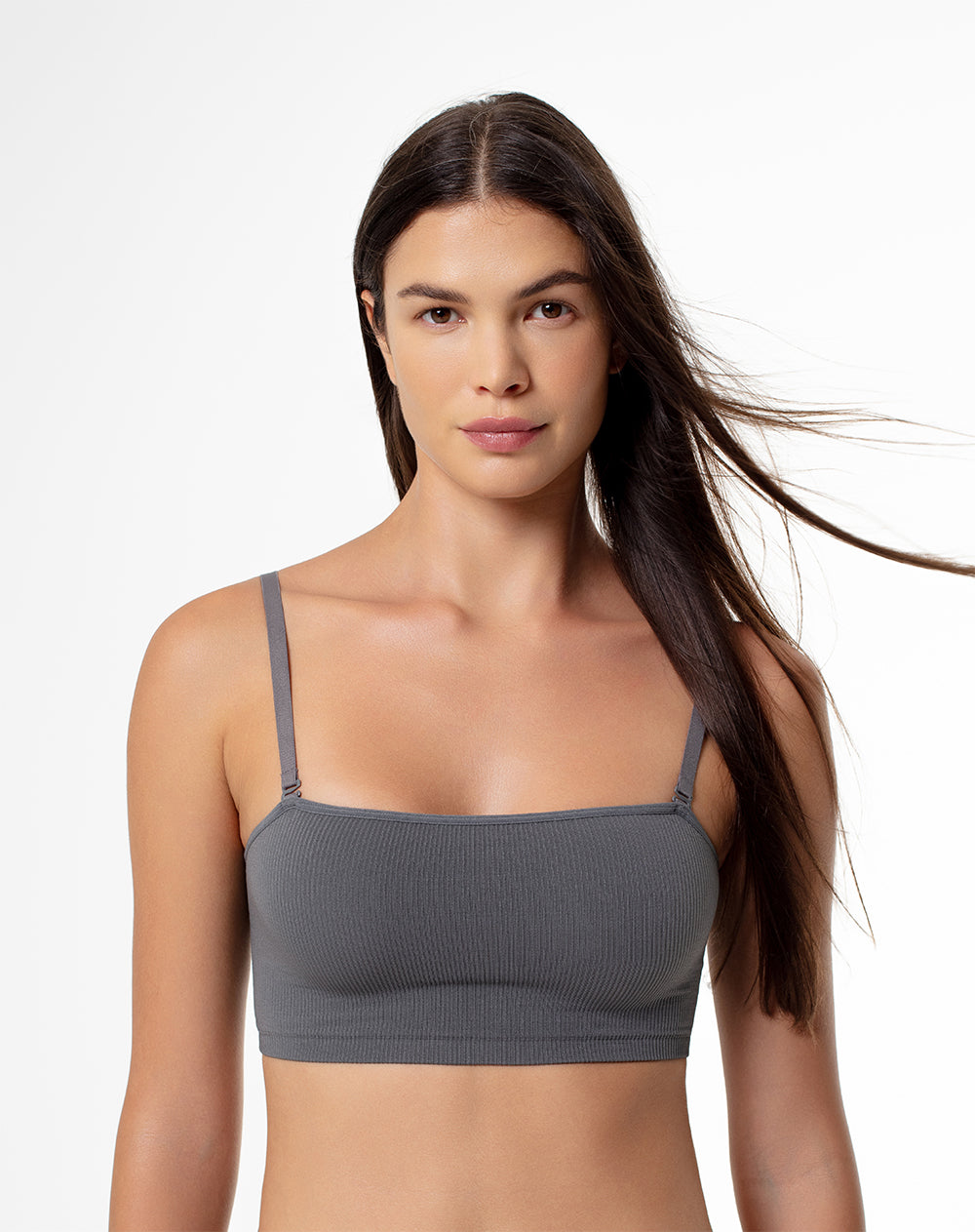 Top Lacez strapless soporte medio gris