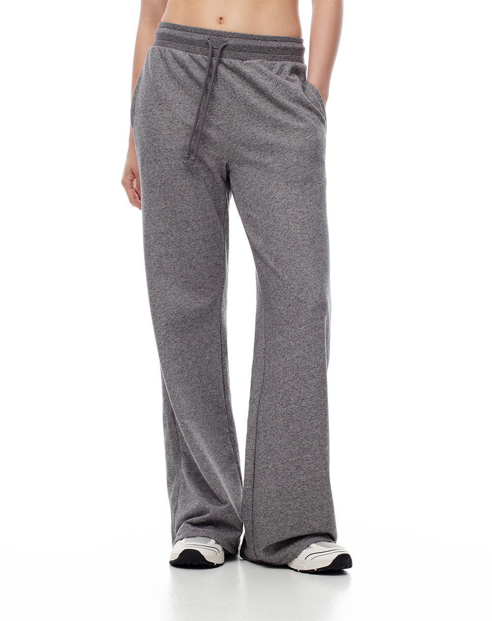 Jogger regular fit tiro alto gris heather mock twist