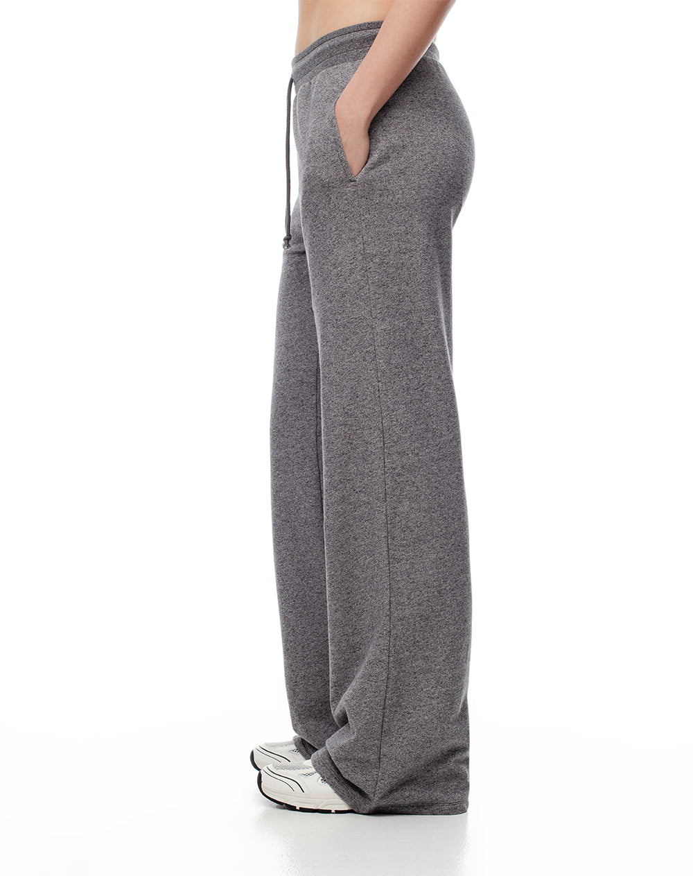 Jogger regular fit tiro alto gris heather mock twist