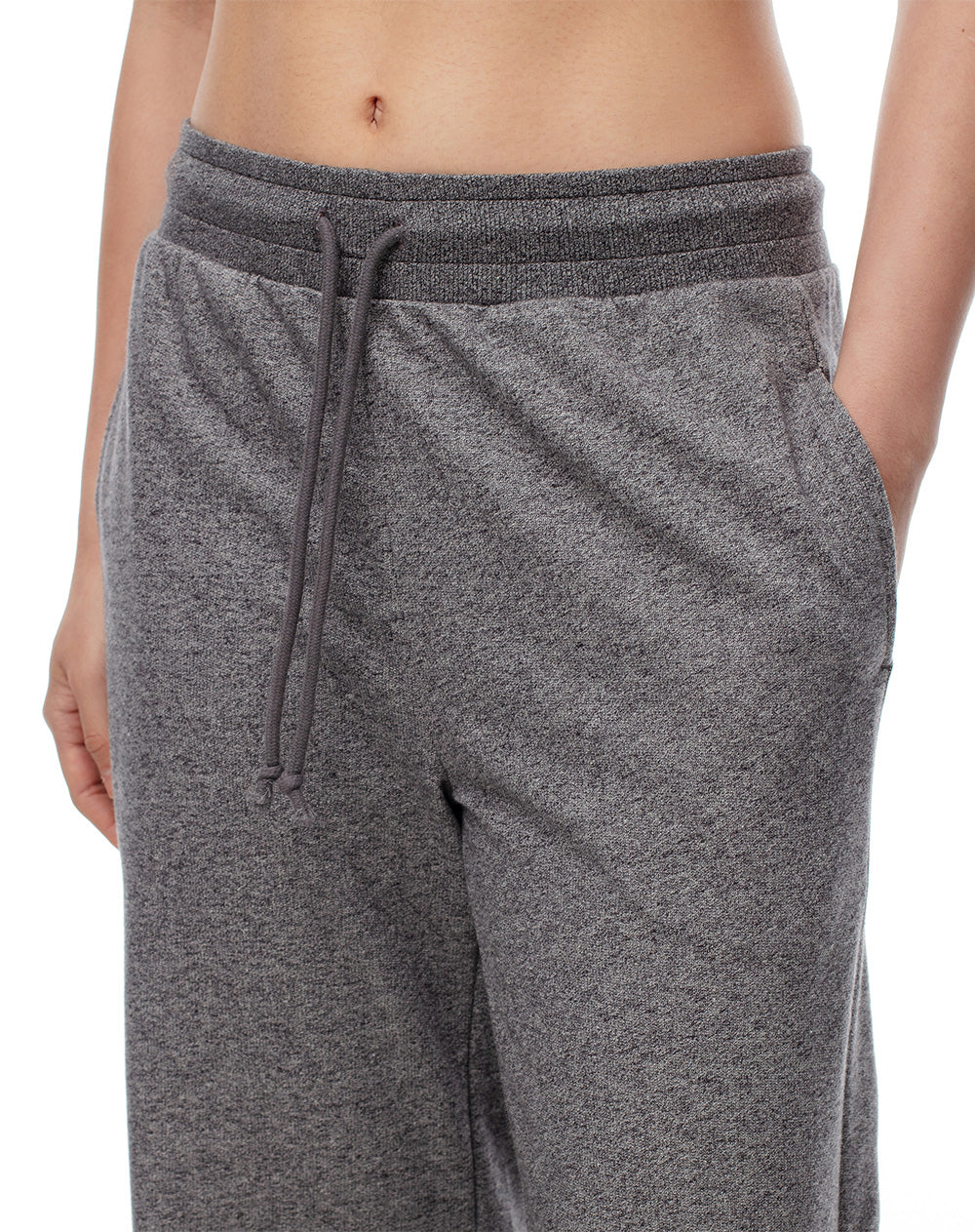 Jogger regular fit tiro alto gris heather mock twist