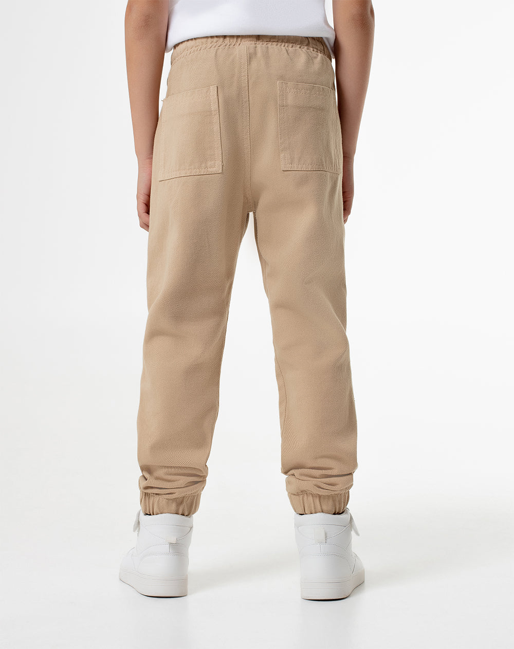 Jogger regular fit tiro medio en drill habano