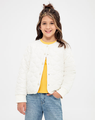 Chaqueta relaxed fit con capucha crema