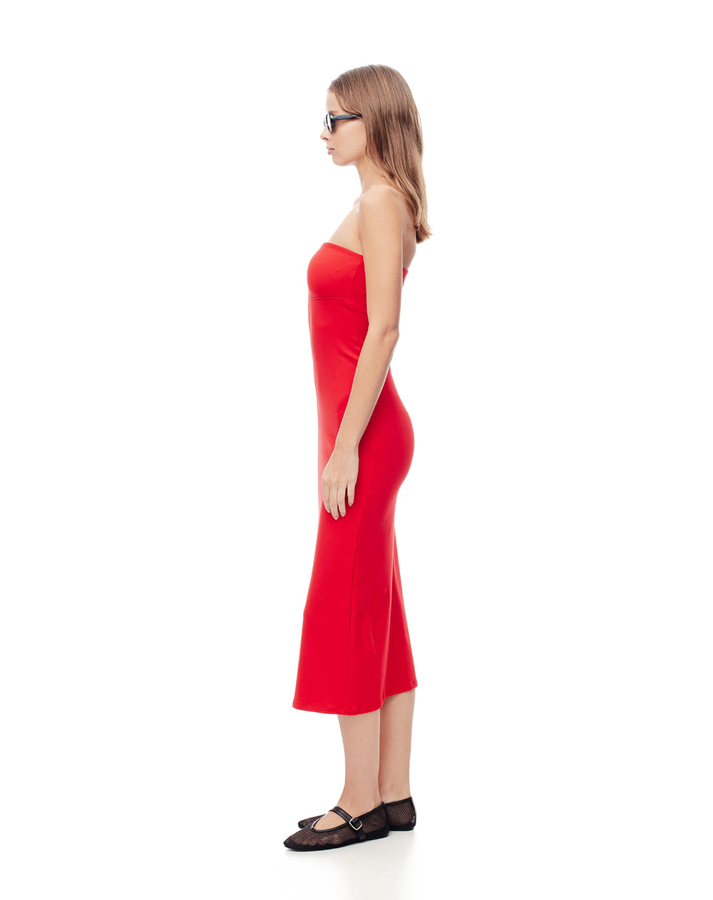 Vestido corto en rib rojo