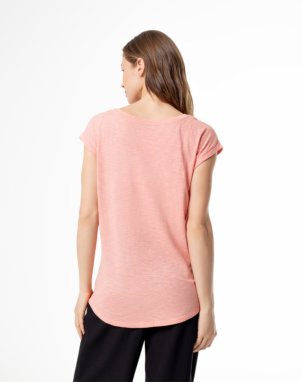 Camiseta regular fit manga corta coral