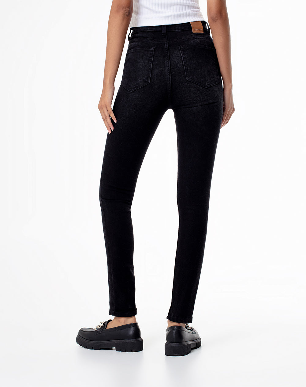 Jean Laku super skinny fit tiro alto denim negro