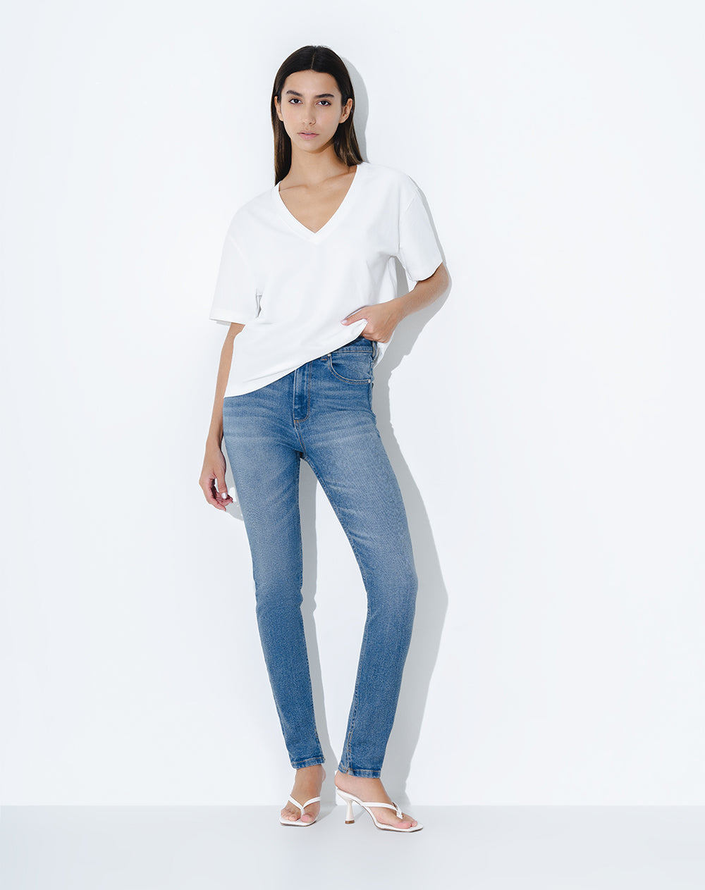 Jean Super Skinny Tiro Alto Indigo Medio