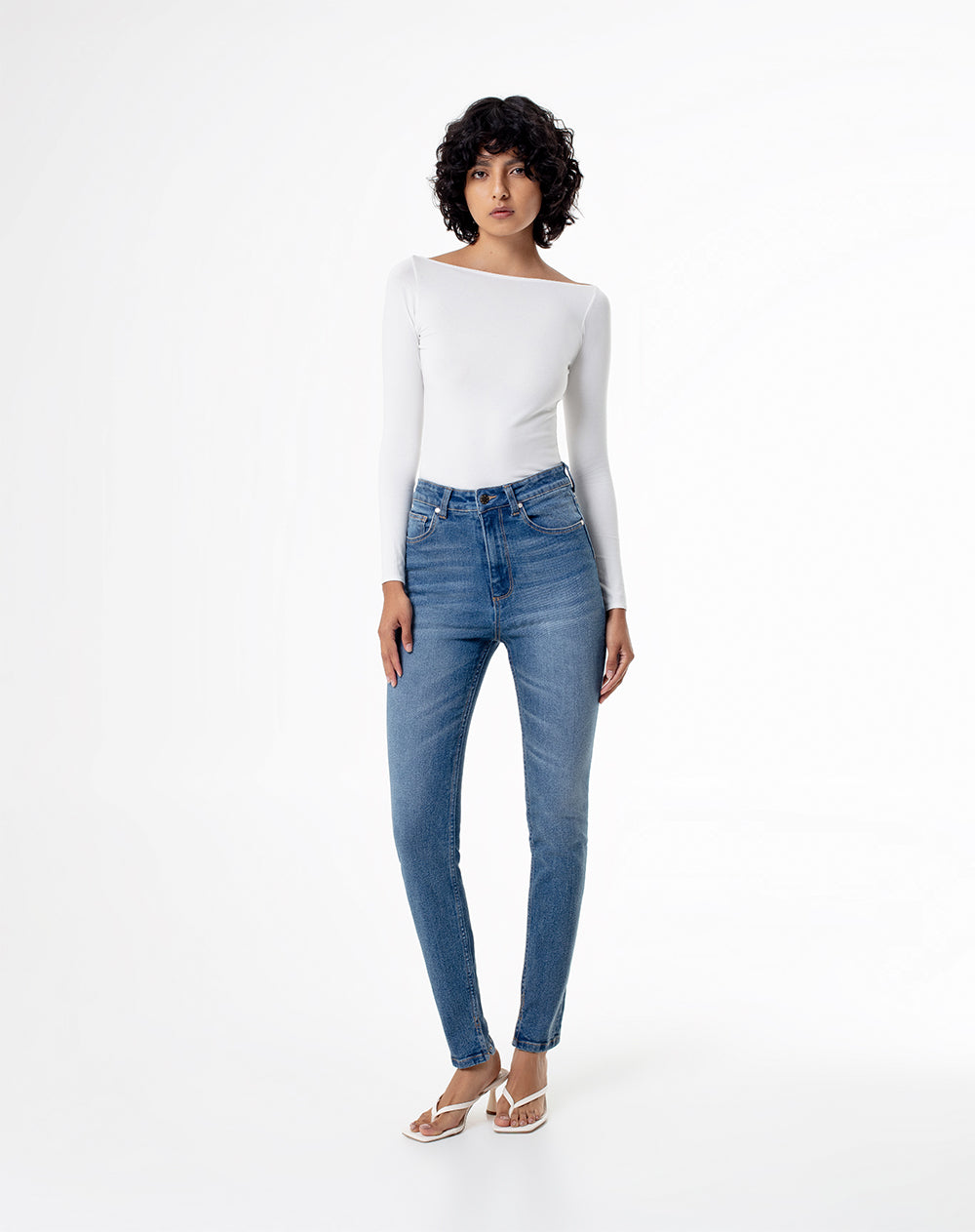 Jean Laku super skinny fit tiro alto indigo medio