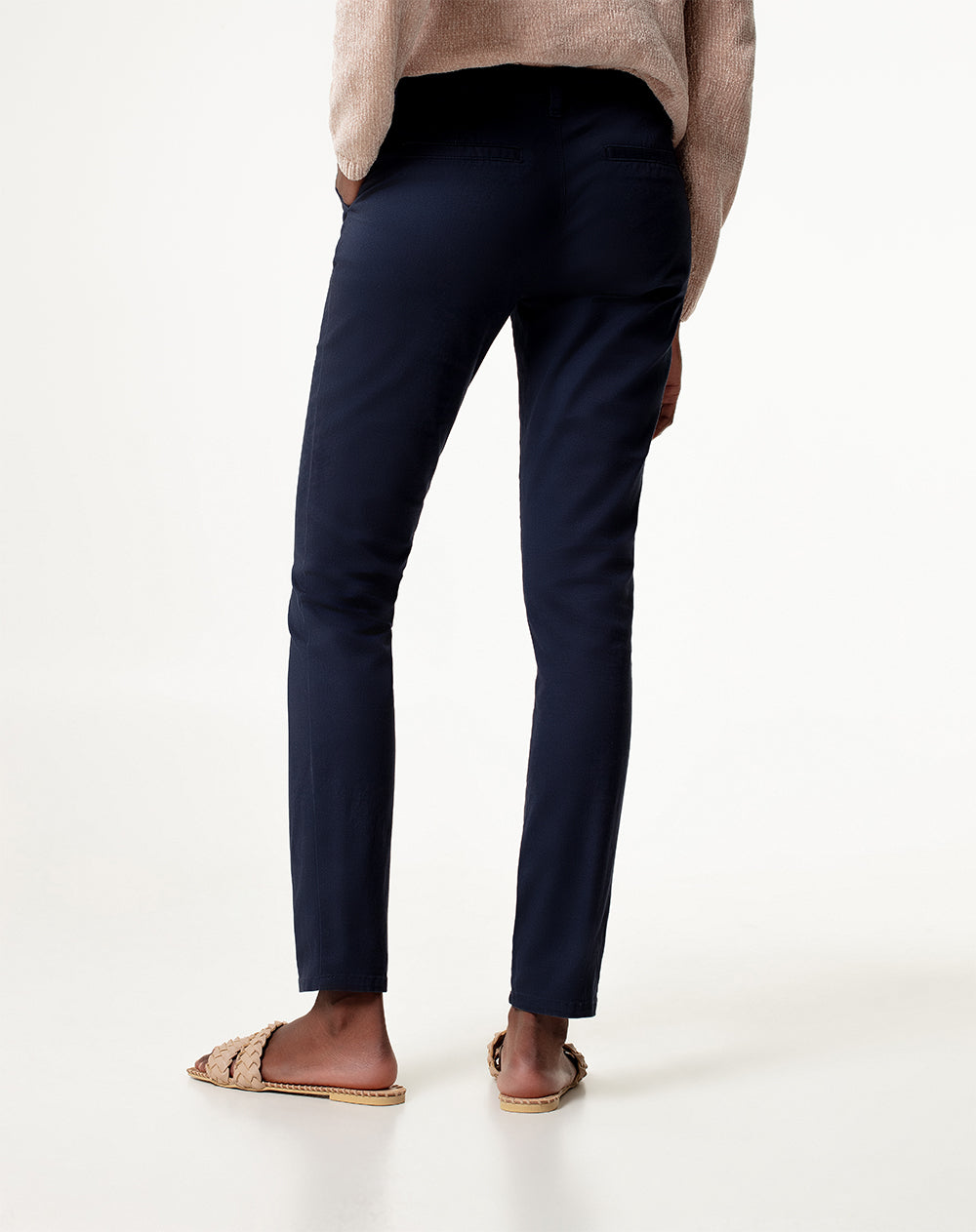 Pantalón skinny fit tiro medio en drill azul