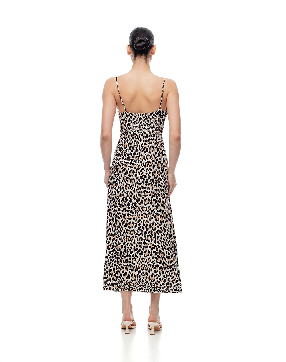 Vestido largo negro leopardo