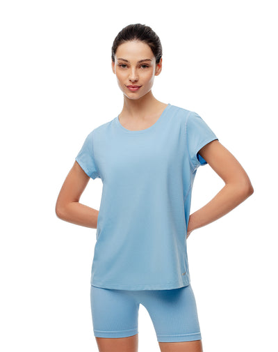 Camiseta regular fit manga corta azul clara