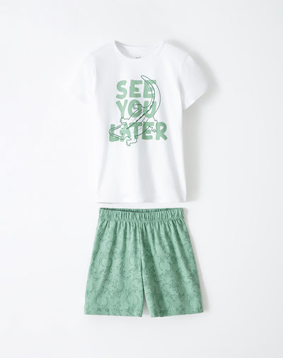 Pijama regular fit manga corta verde