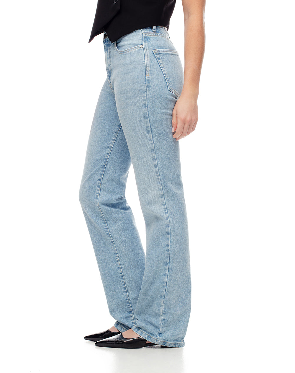 Jean regular fit tiro alto indigo claro