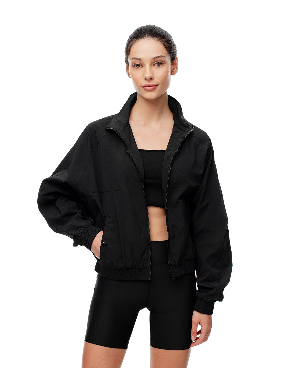 Chaqueta regular fit sin capucha negra