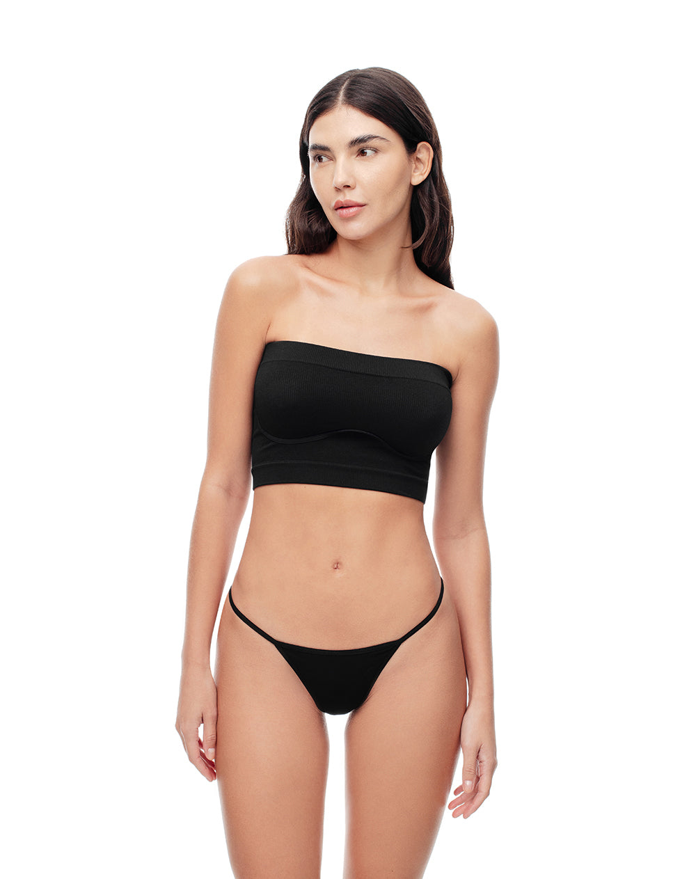 Top strapless soporte medio negro