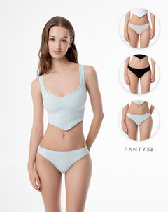 3 pantys Leqe brasilero en seamless tiro medio surtido