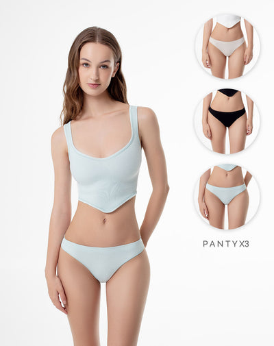 3 pantys Leqe brasilero en seamless tiro medio surtido