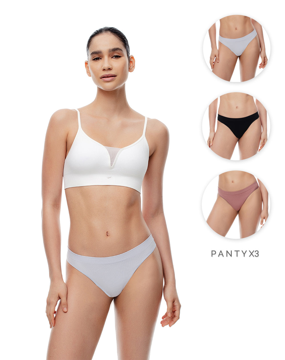 3 pantys brasilero en seamless tiro medio surtido