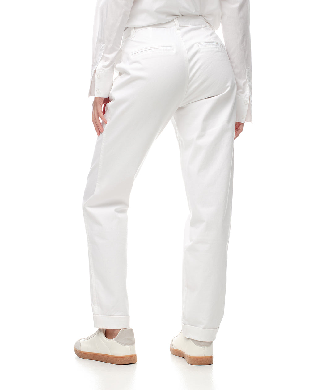 Pantalón regular fit tiro alto en drill blanco