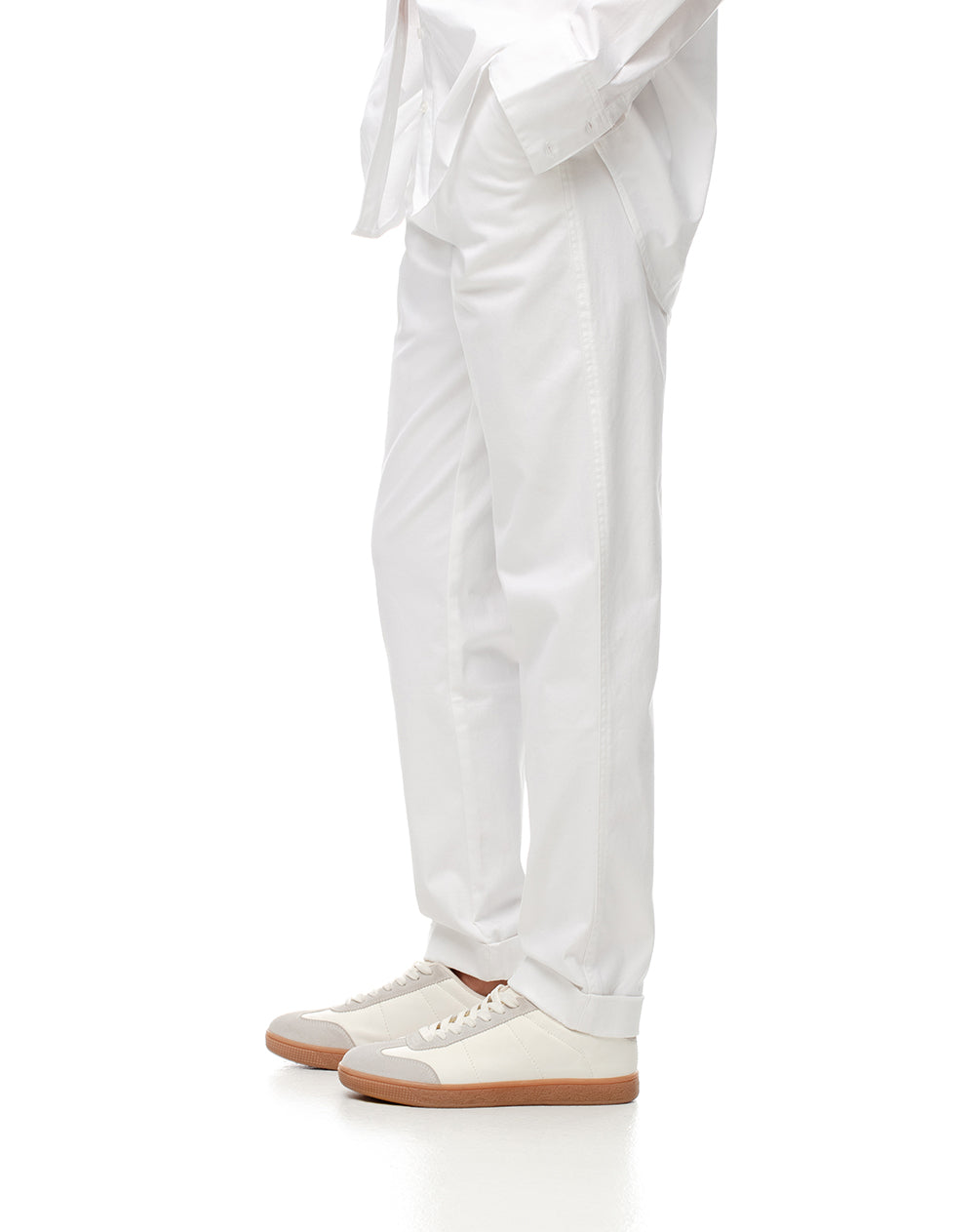 Pantalón regular fit tiro alto en drill blanco