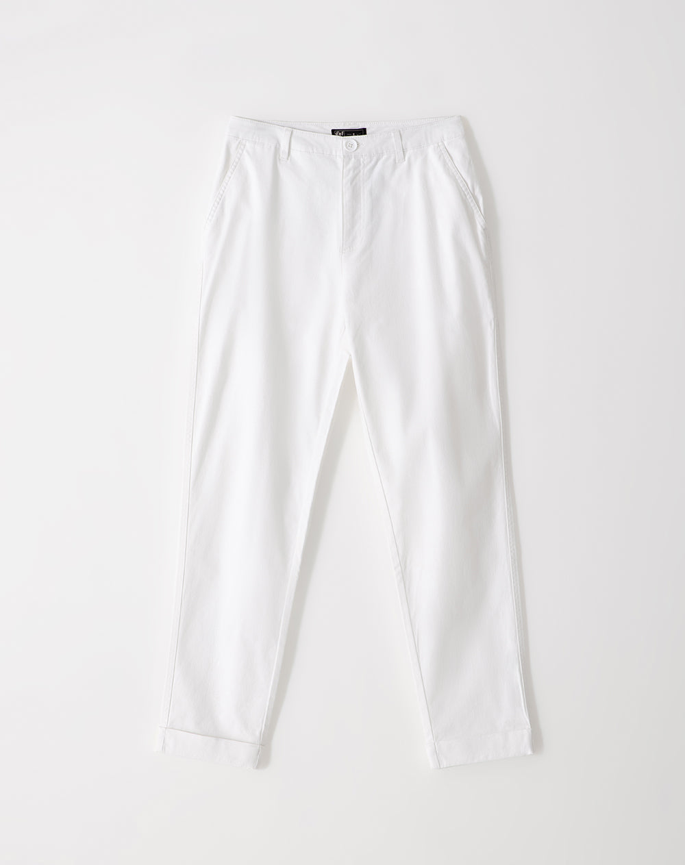 Pantalón regular fit tiro alto en drill blanco