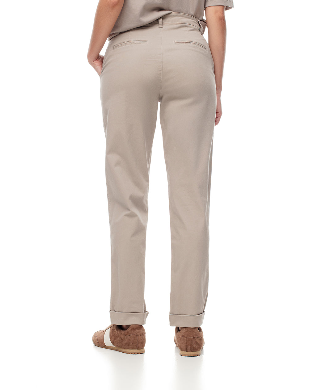 Pantalón regular fit tiro alto en drill taupe