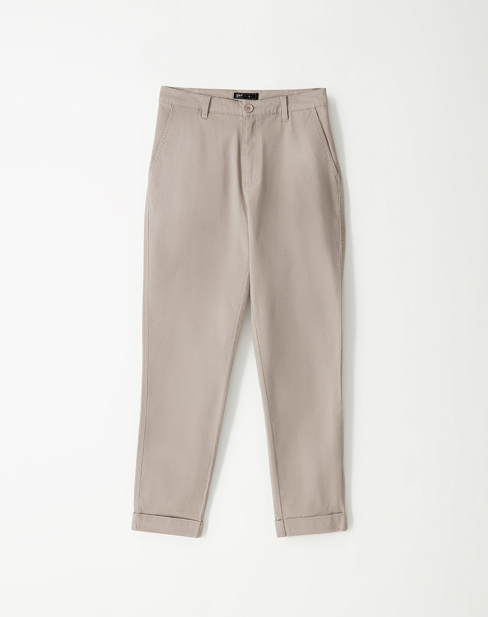 Pantalón regular fit tiro alto en drill taupe