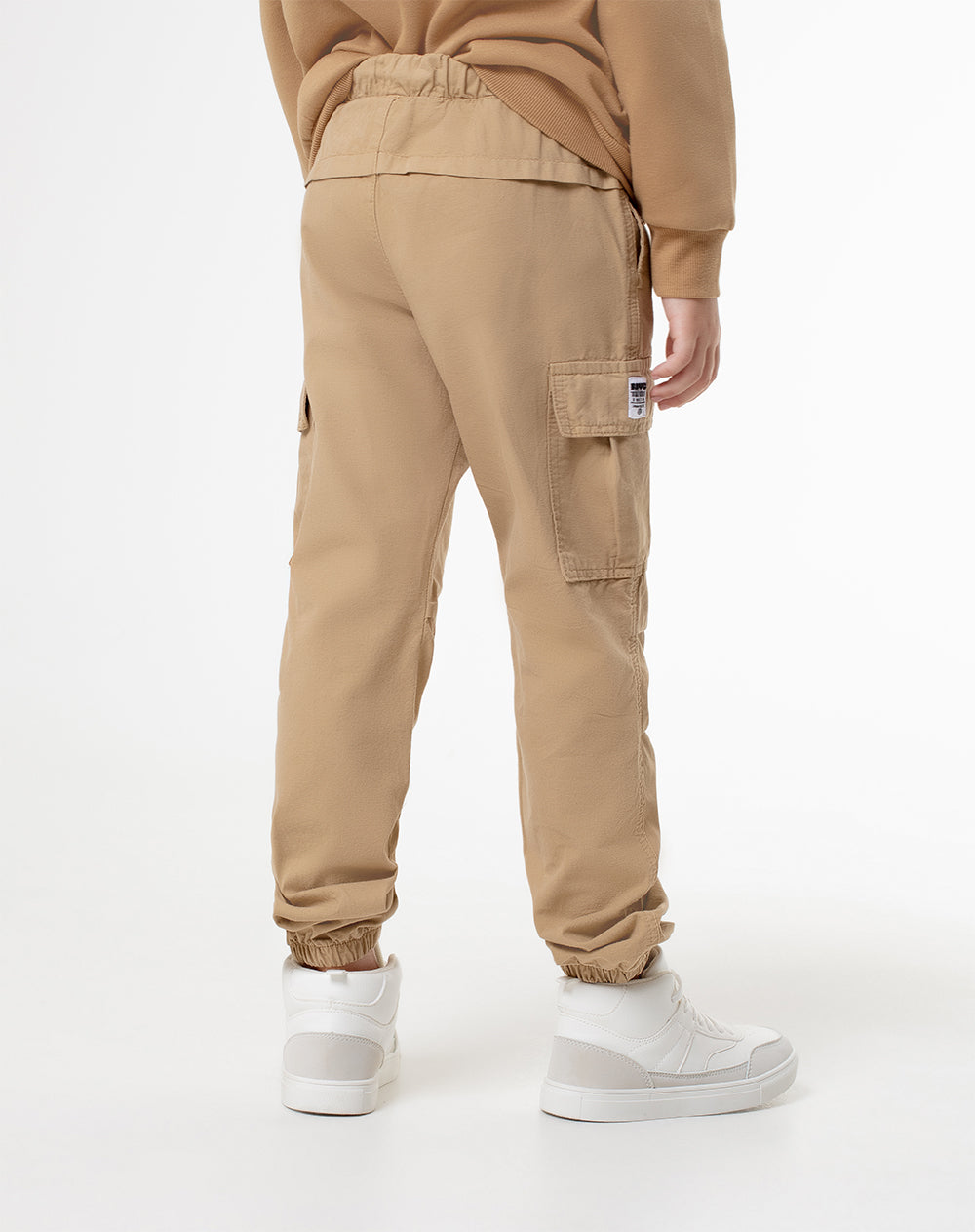 Jogger Lerem regular fit tiro medio en drill habano