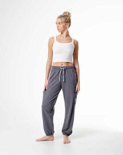 Pantalón relaxed fit tiro medio gris