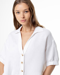 Camisa relaxed fit manga corta blanca