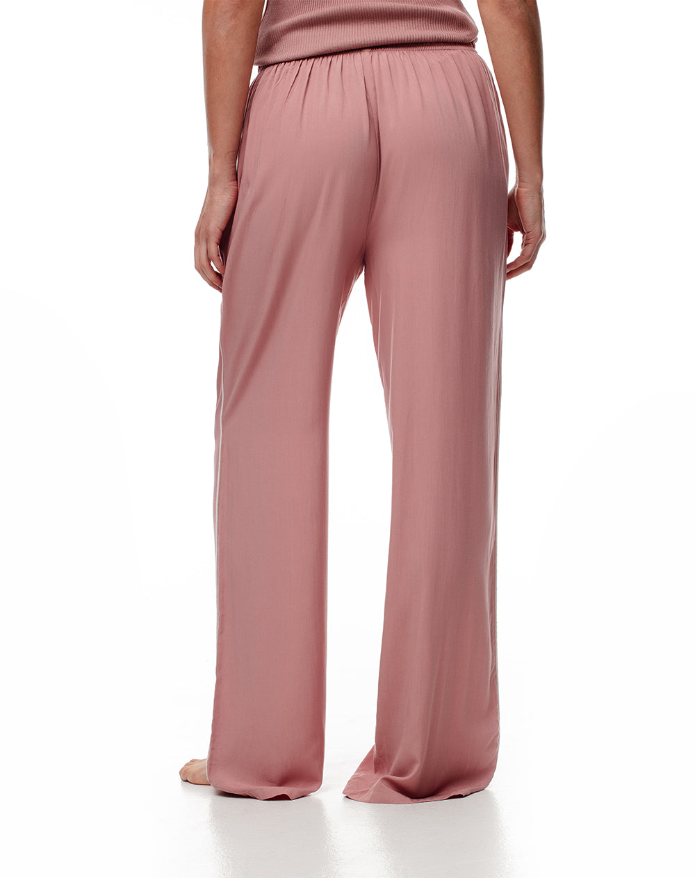 Pantalón regular fit tiro alto malva