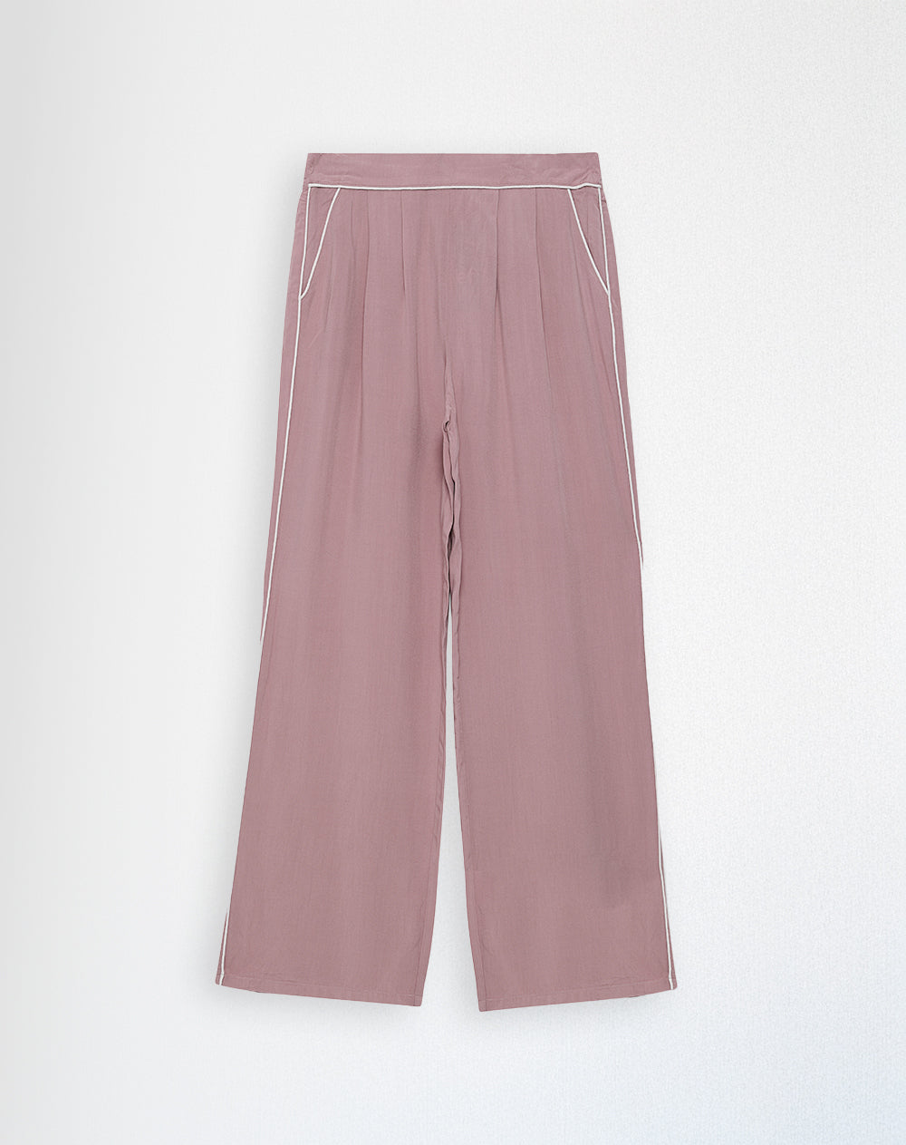 Pantalón regular fit tiro alto malva