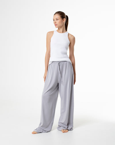 Pantalón relaxed fit tiro medio gris