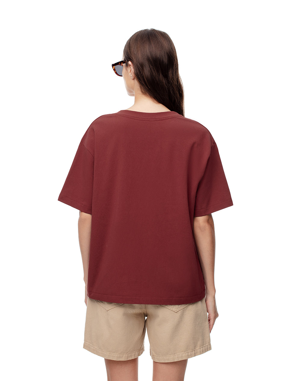 Camiseta oversized fit manga corta terracota