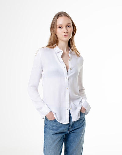 Camisa regular fit manga larga blanca