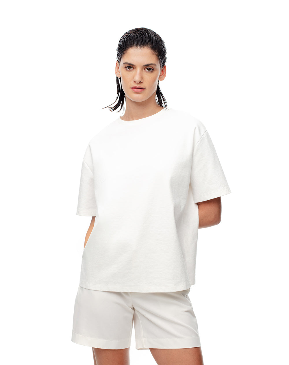 Camiseta oversized fit manga corta blanca